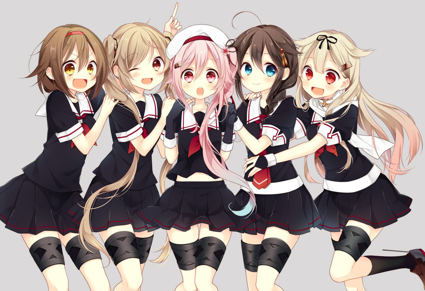 shigure, yuudachi, shigure kai ni, yuudachi kai ni, murasame, and 2 more (kantai collection) drawn by naoto_(tulip)