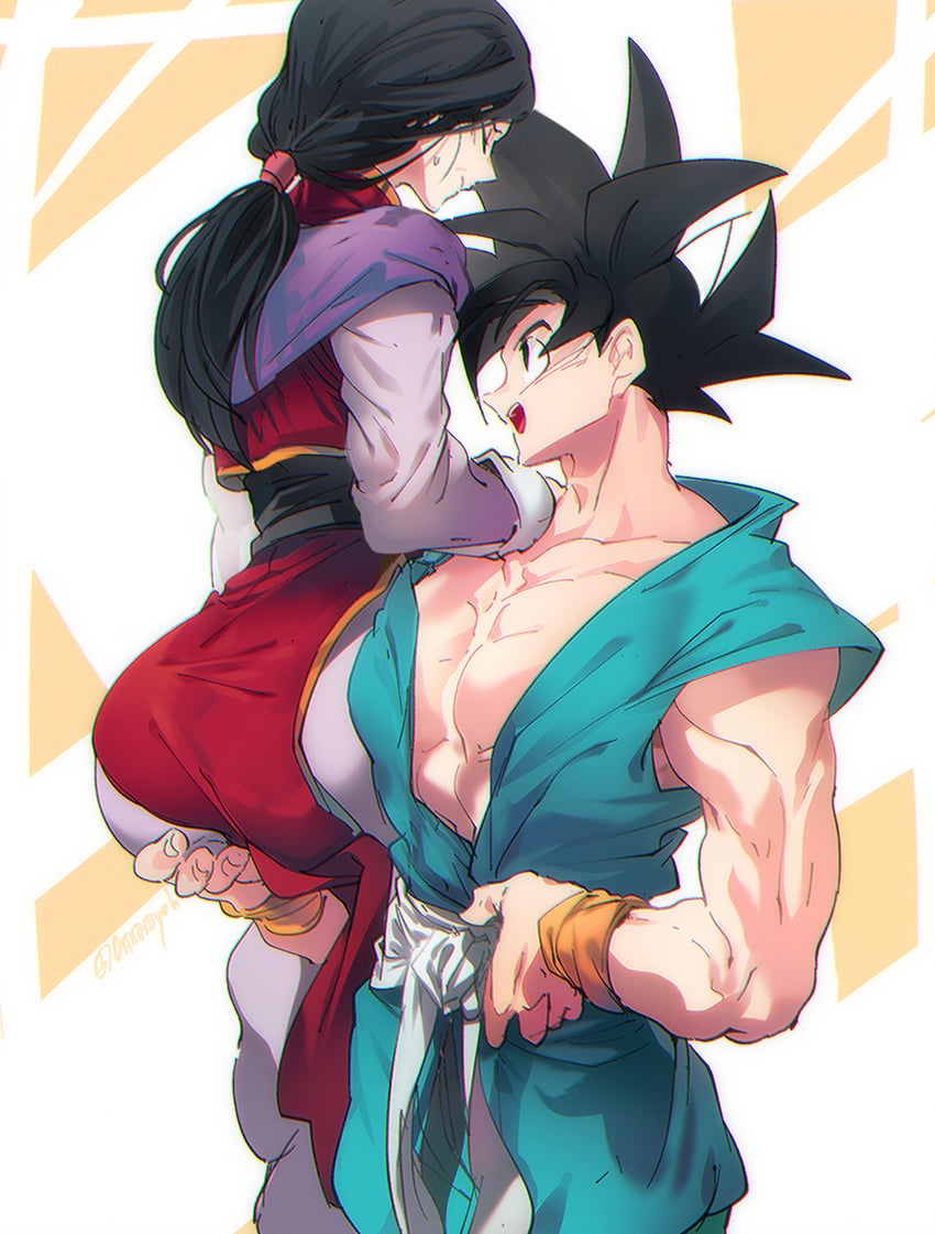 son goku and chi-chi (dragon ball and 1 more) drawn by ommmyoh