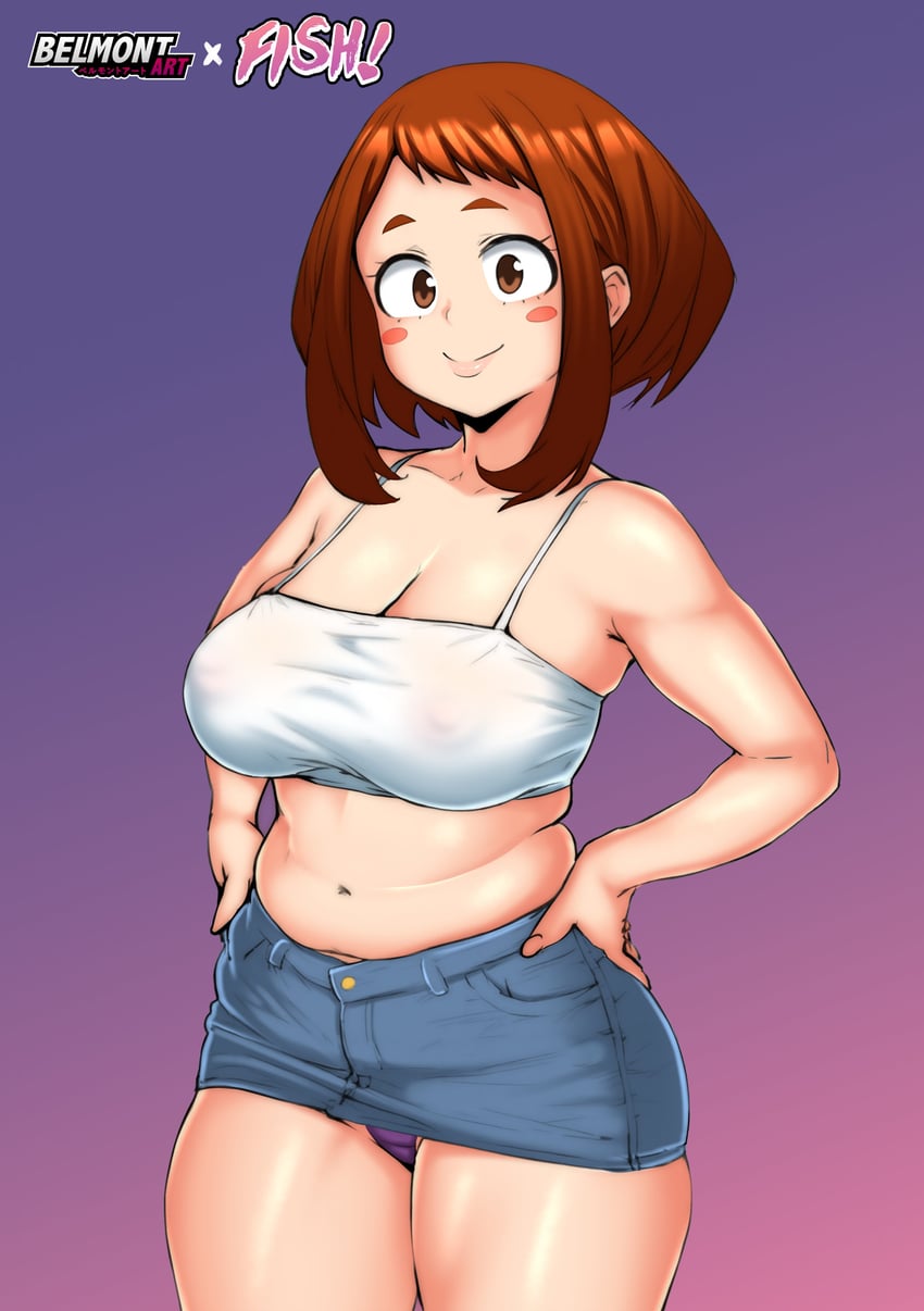 uraraka ochaco (boku no hero academia) drawn by belmont_art and parallaxfused