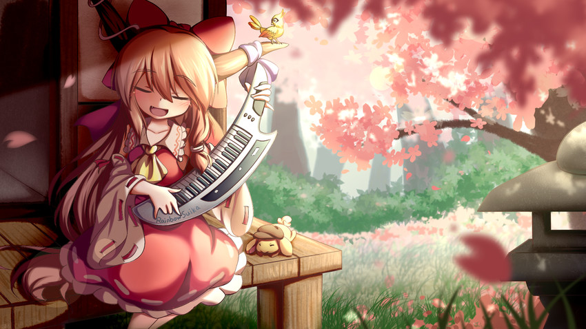 hakurei reimu, ibuki suika, and ringo (touhou) drawn by dior-zi