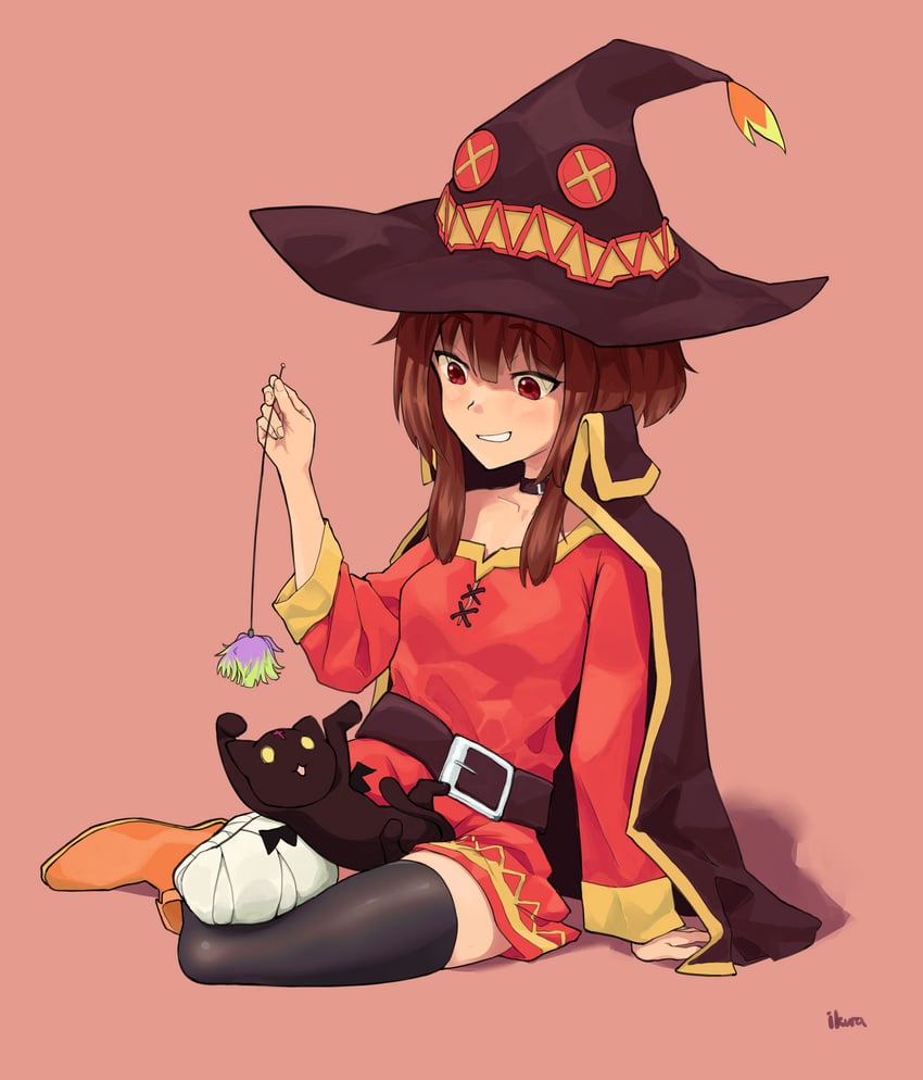 megumin and chomusuke (kono subarashii sekai ni shukufuku wo!) drawn by ikura_(user_pyur2327)