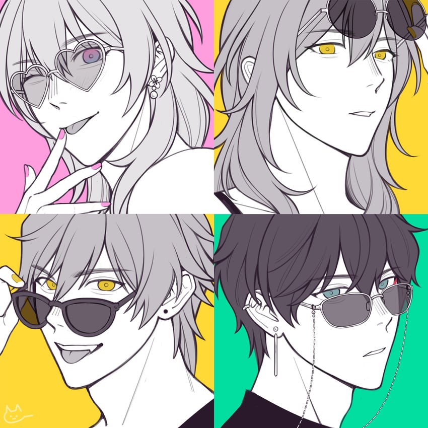 trailblazer, stelle, march 7th, caelus, and dan heng (honkai and 1 more) drawn by furane0l
