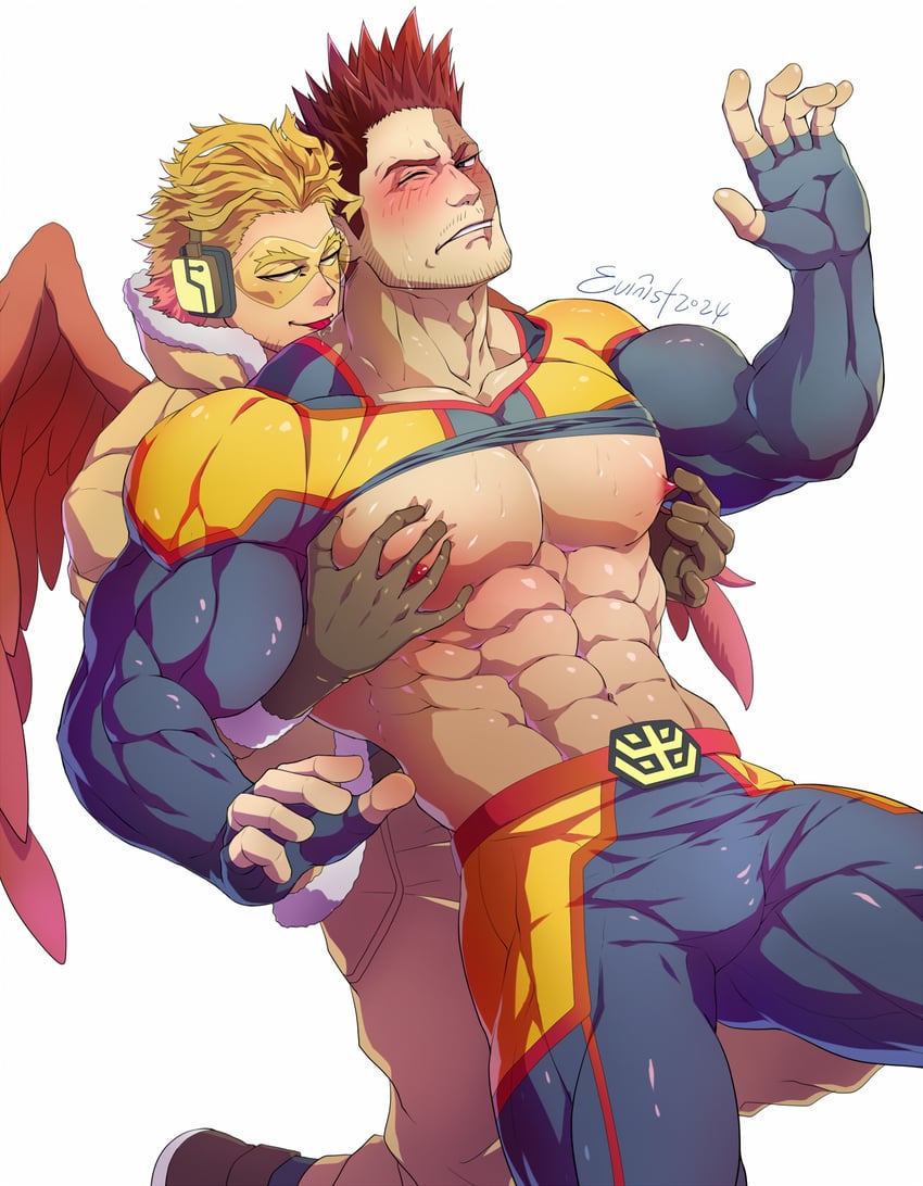 endeavor and hawks (boku no hero academia) drawn by evinist