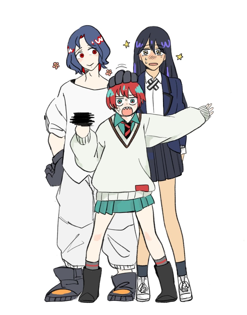 amate yuzuriha, shuji ito, and nyaan (gundam and 1 more) drawn by dnchuu12