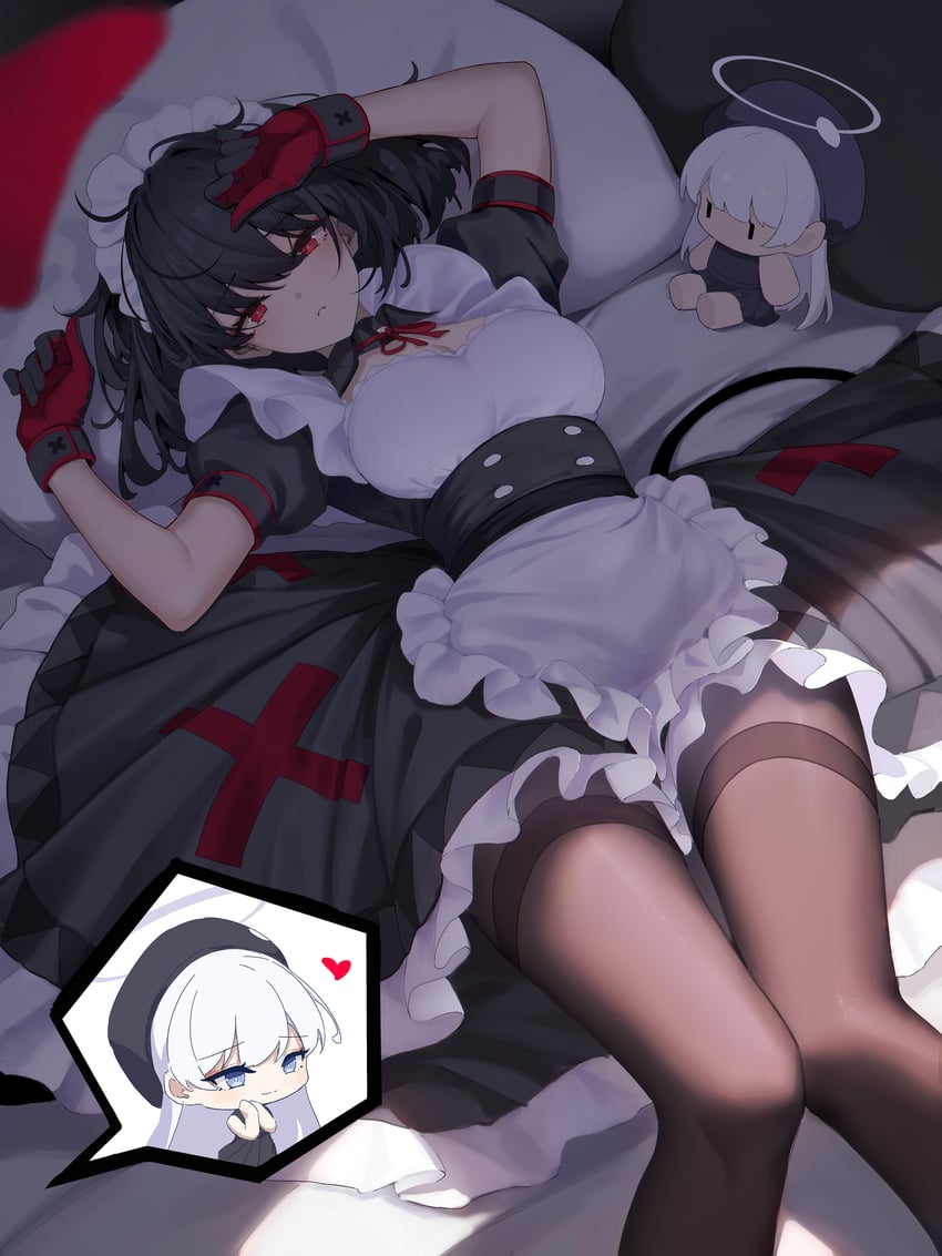 black-haired demon girl and angel girl (original) drawn by shimmer
