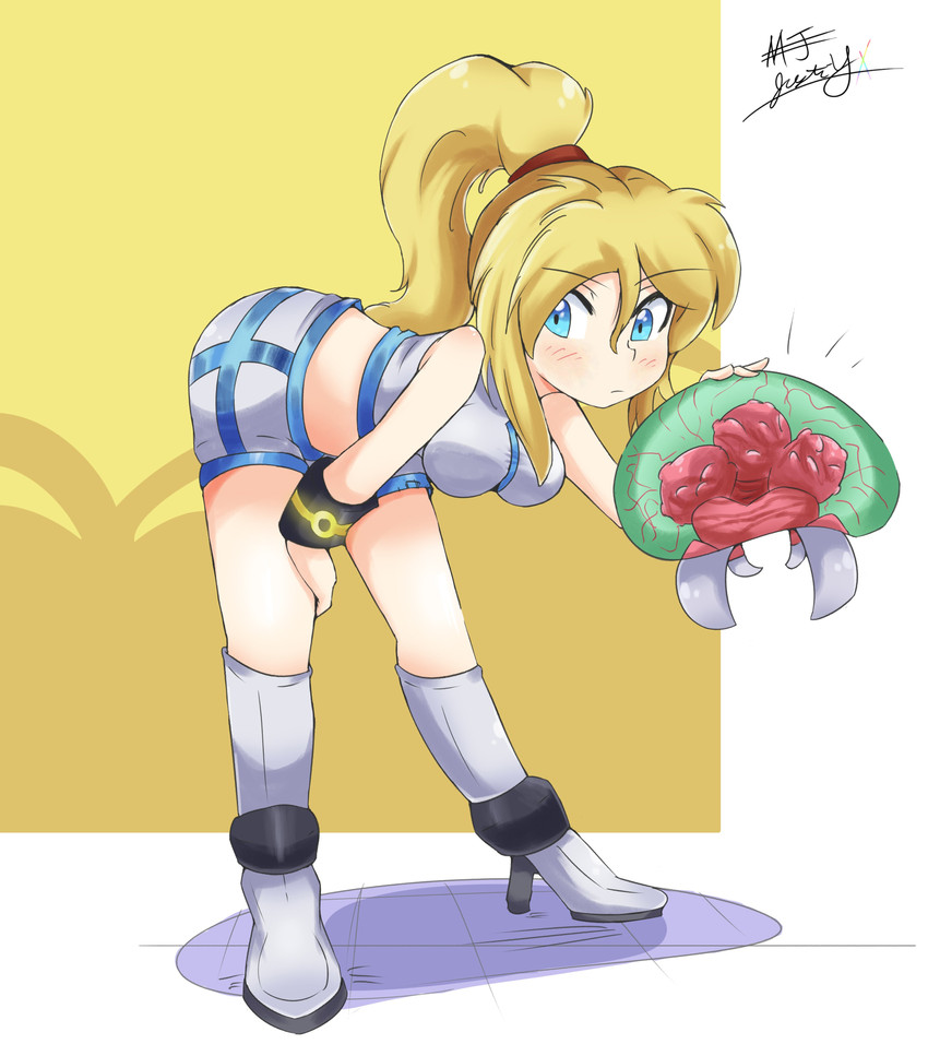 samus aran, metroid, and metroid larva (metroid and 1 more) drawn by yamagiwajustin