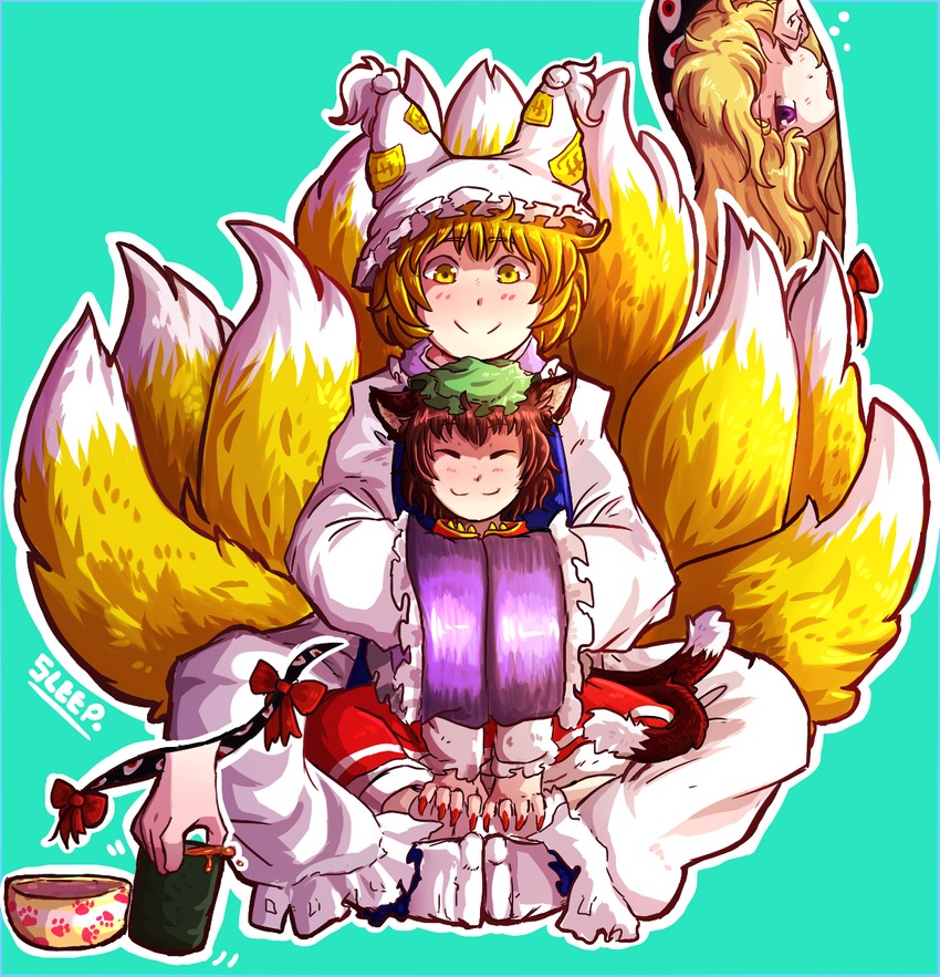 yakumo yukari, yakumo ran, and chen (touhou) drawn by sleep_(isliping)