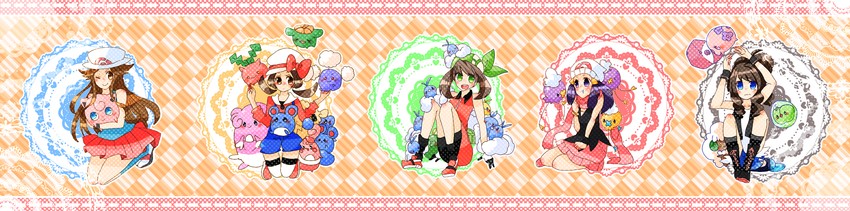 dawn, may, hilda, leaf, lyra, and 16 more (pokemon and 6 more) drawn by yukiu_(yukiusagi913)