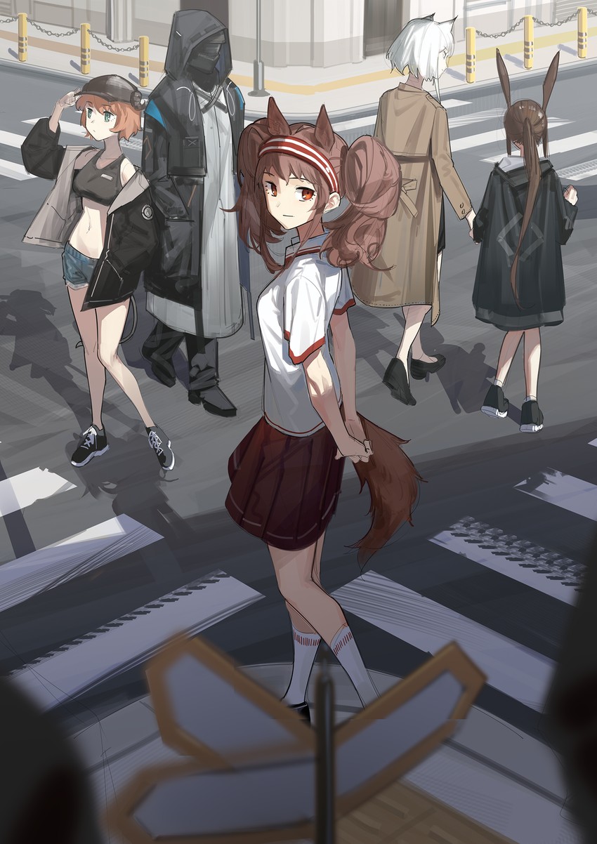 doctor, amiya, kal'tsit, angelina, and croissant (arknights) drawn by zhili_xingzou
