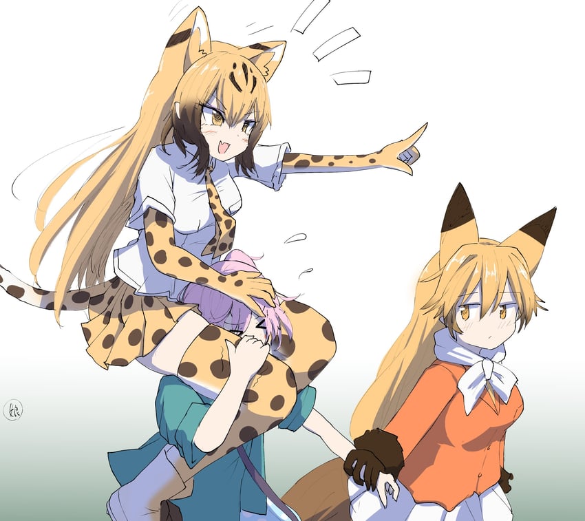 ezo red fox, nana, and cheetah (kemono friends) drawn by karekusa_meronu