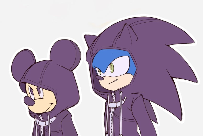 sonic the hedgehog and mickey mouse (sonic and 2 more) drawn by hallsth-eien