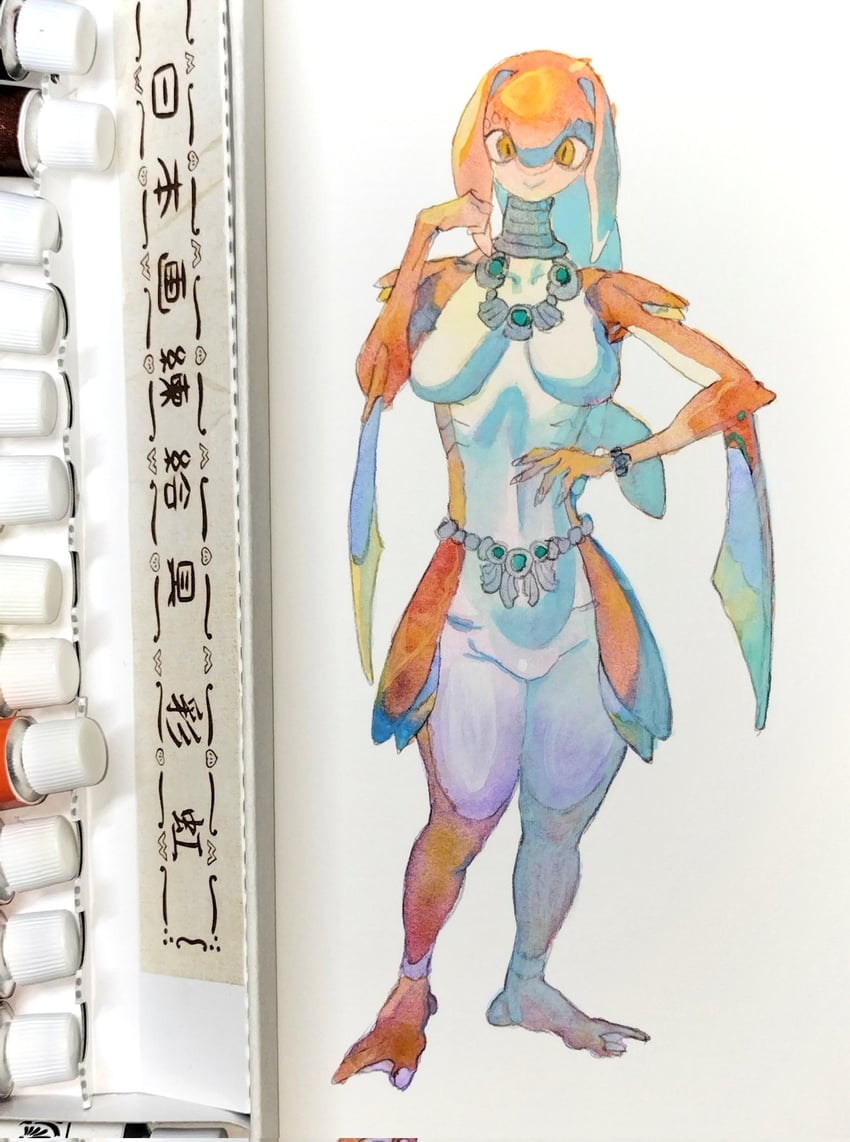 mipha (the legend of zelda and 1 more) drawn by dondonkokor