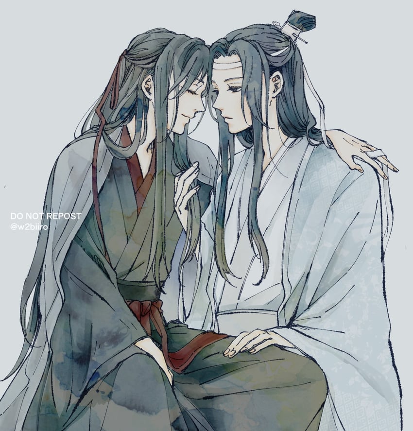 wei wuxian and lan wangji (modao zushi) drawn by w2biiro