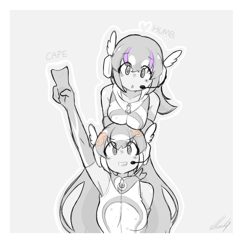 humboldt penguin and african penguin (kemono friends and 1 more) drawn by cherushi_2