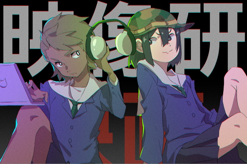 asakusa midori and doumeki parker (eizouken ni wa te wo dasu na!) drawn by takao_(88499191)
