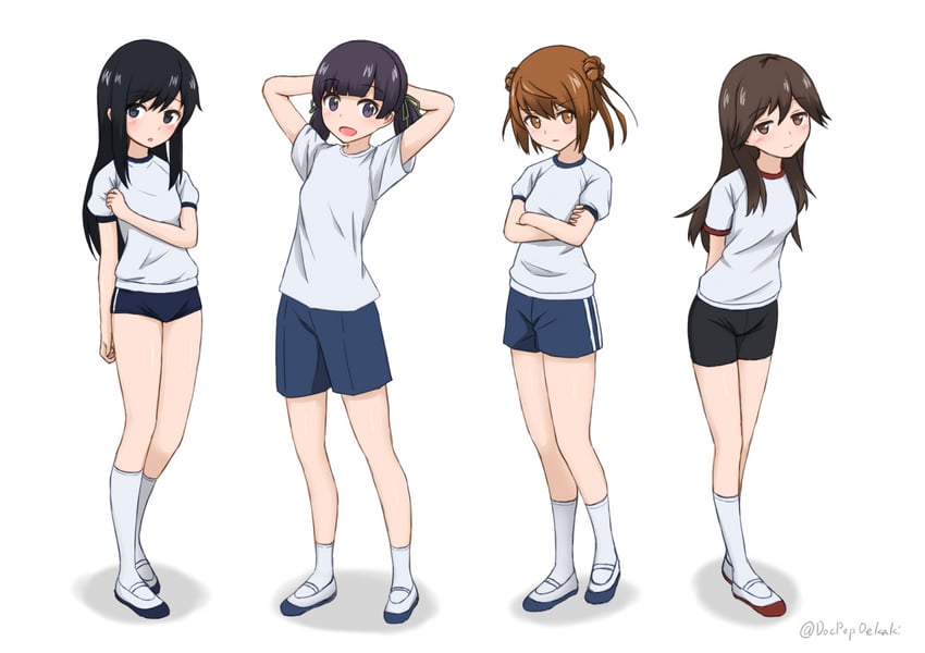 asashio, michishio, arashio, and ooshio (kantai collection) drawn by doc_pep