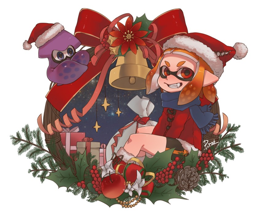 inkling player character and inkling girl (splatoon) drawn by prat_rat