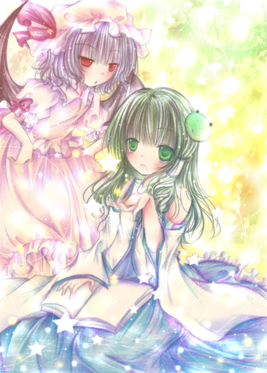 remilia scarlet and kochiya sanae (touhou) drawn by kasuga_sunao