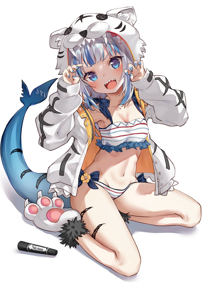 gawr gura (hololive and 1 more) drawn by boshi_(a-ieba)
