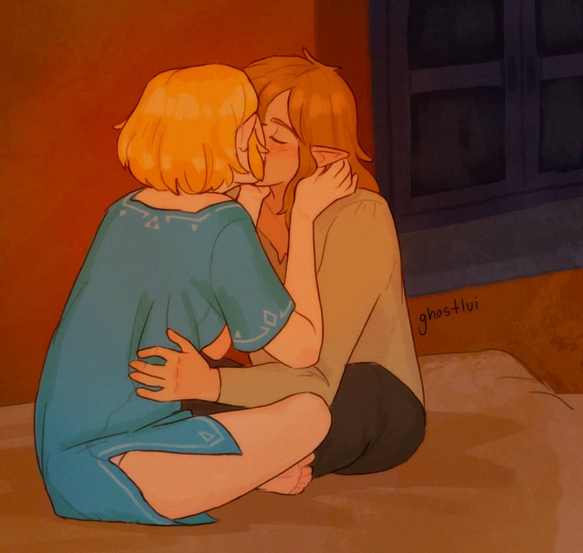 link and princess zelda (the legend of zelda and 1 more) drawn by ghostlui