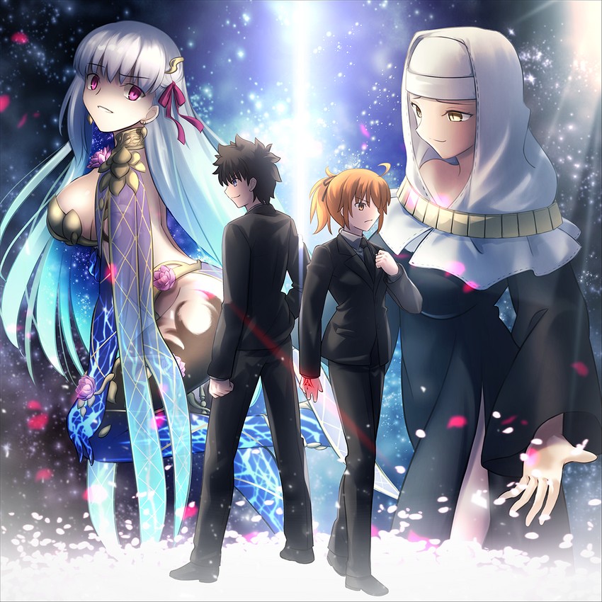 fujimaru ritsuka, kama, and sessyoin kiara (fate and 1 more) drawn by shoori_(migiha)