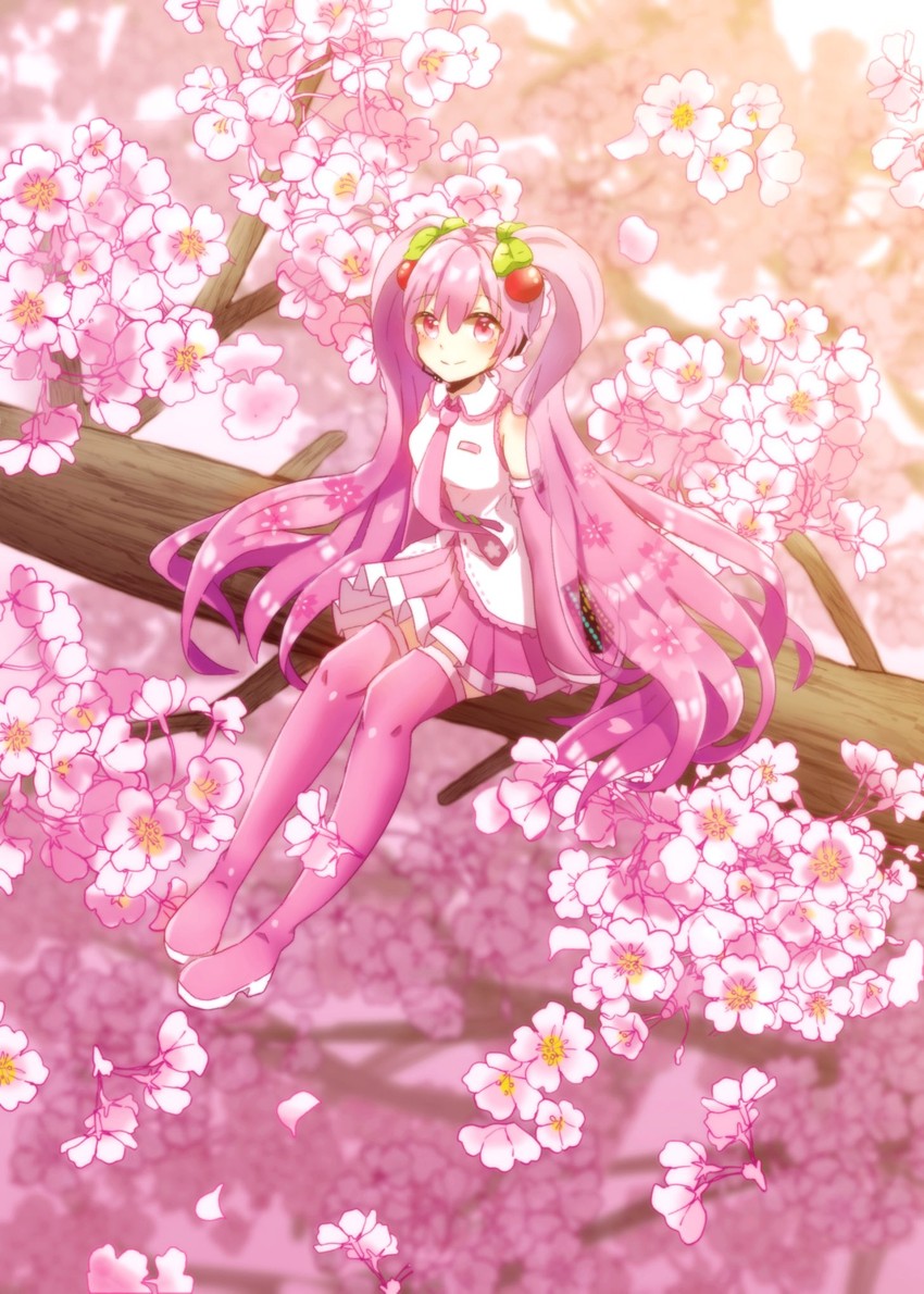hatsune miku and sakura miku (vocaloid) drawn by macha_3939