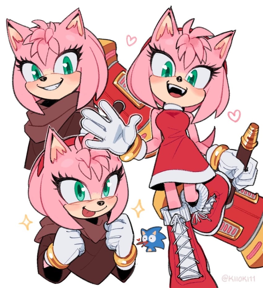 sonic the hedgehog and amy rose (sonic and 1 more) drawn by kiioki11