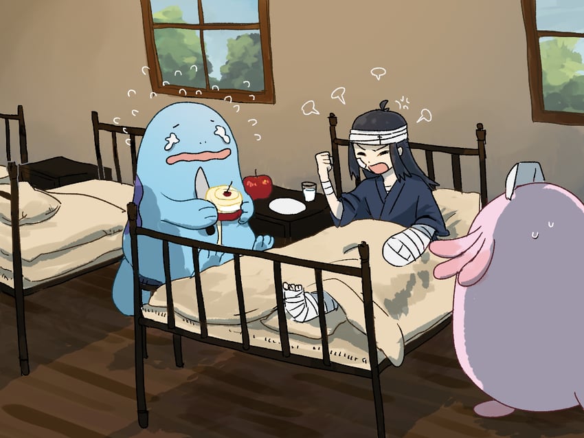 akari, quagsire, and chansey (pokemon and 1 more) drawn by pic_koiwai