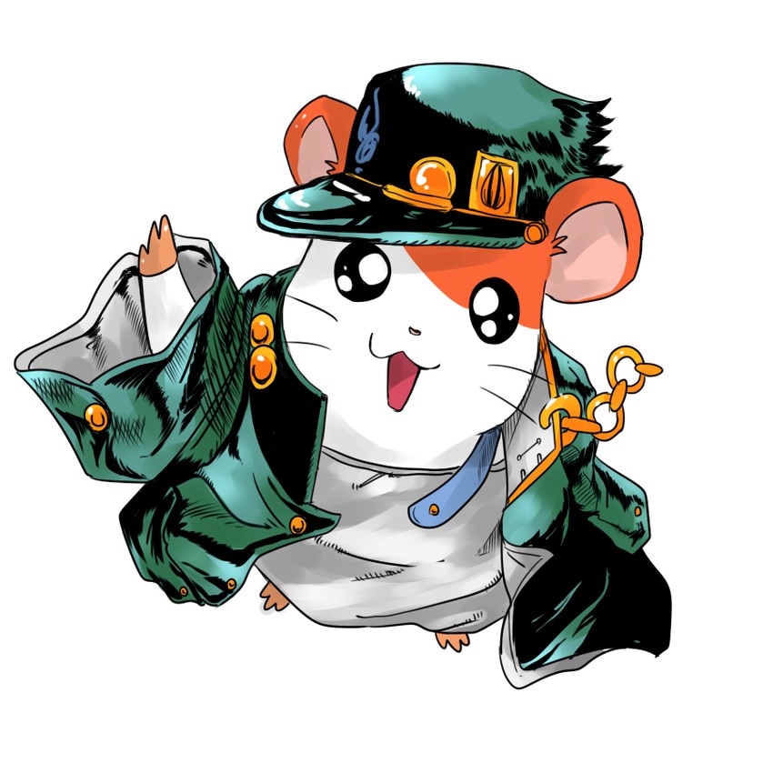 kujo jotaro and hamtaro (jojo no kimyou na bouken and 2 more) drawn by toluda