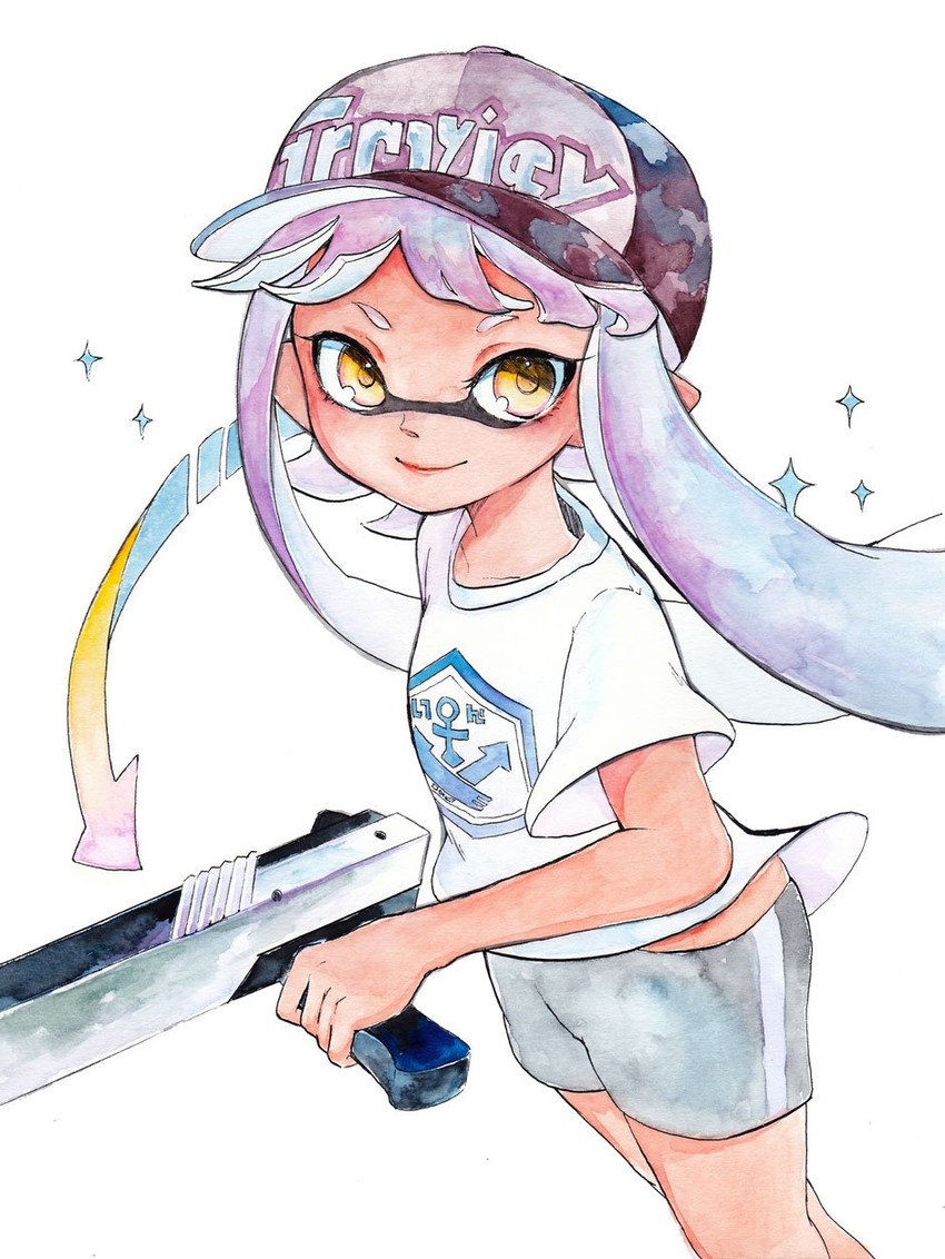 inkling player character and inkling girl (splatoon and 1 more) drawn by uchiyama_(uuchiyamaa)