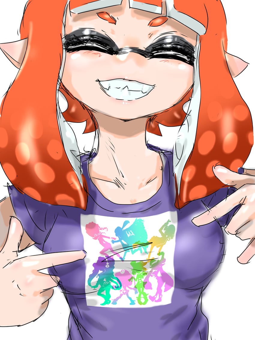 inkling player character, inkling girl, callie, marie, agent 8, and 4 more (splatoon) drawn by koharu2.5