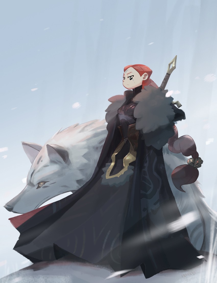sansa stark and ghost (a song of ice and fire and 1 more) drawn by asanee_tejasakulsin