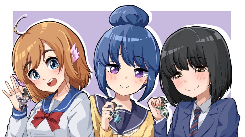 shima rin, koguma, and sakura hane (yurucamp and 2 more) drawn by keicyanyan