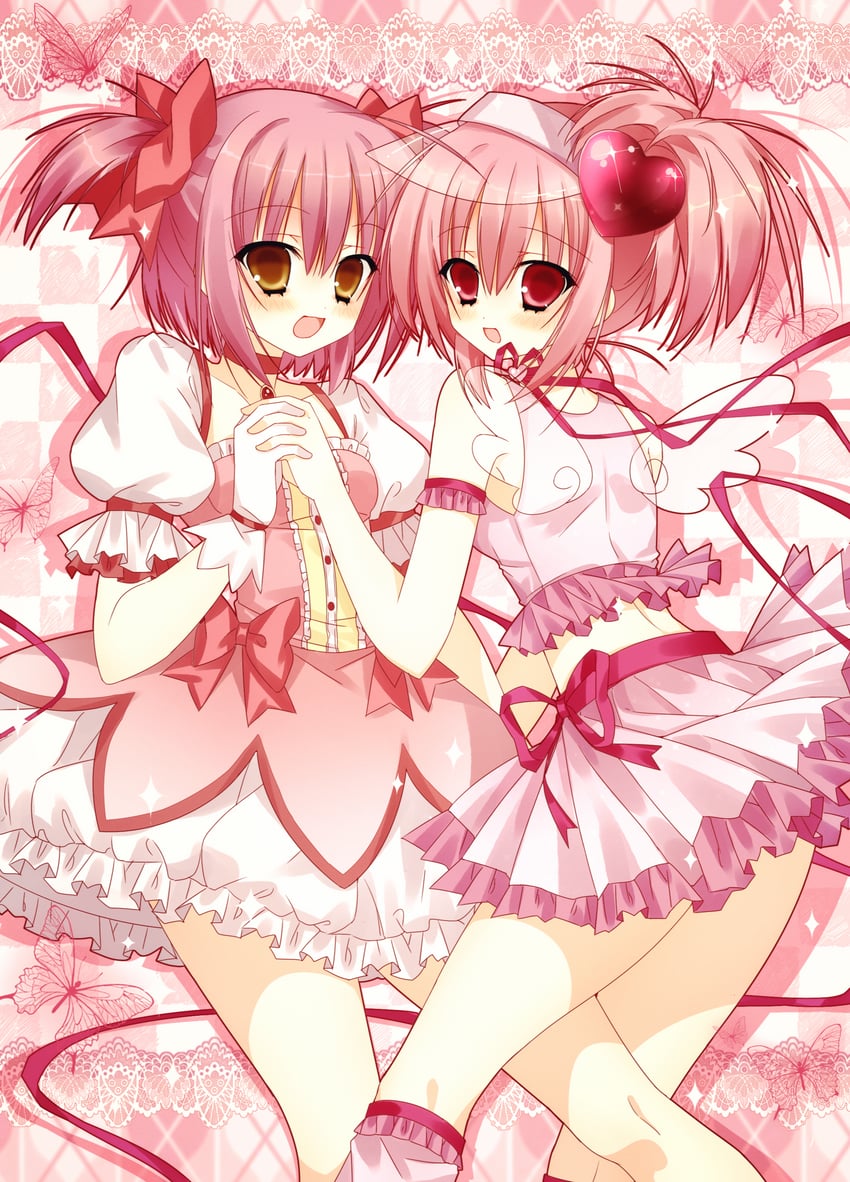 kaname madoka, hinamori amu, and amulet heart (mahou shoujo madoka magica and 1 more) drawn by hejun673