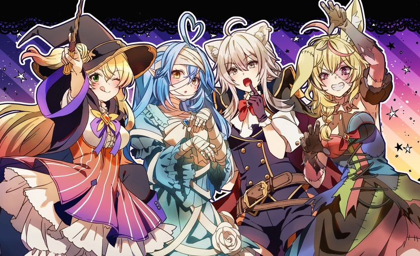 yukihana lamy, shishiro botan, omaru polka, and momosuzu nene (hololive) drawn by sushida_hayari