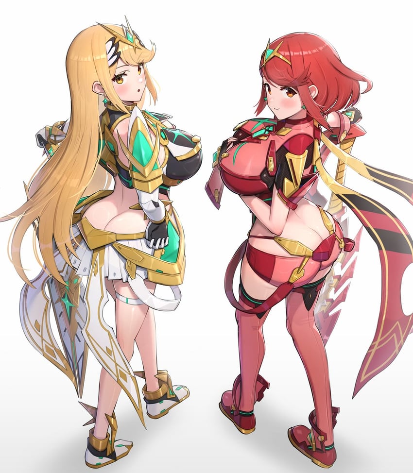 pyra and mythra (xenoblade chronicles and 1 more) drawn by gonzarez