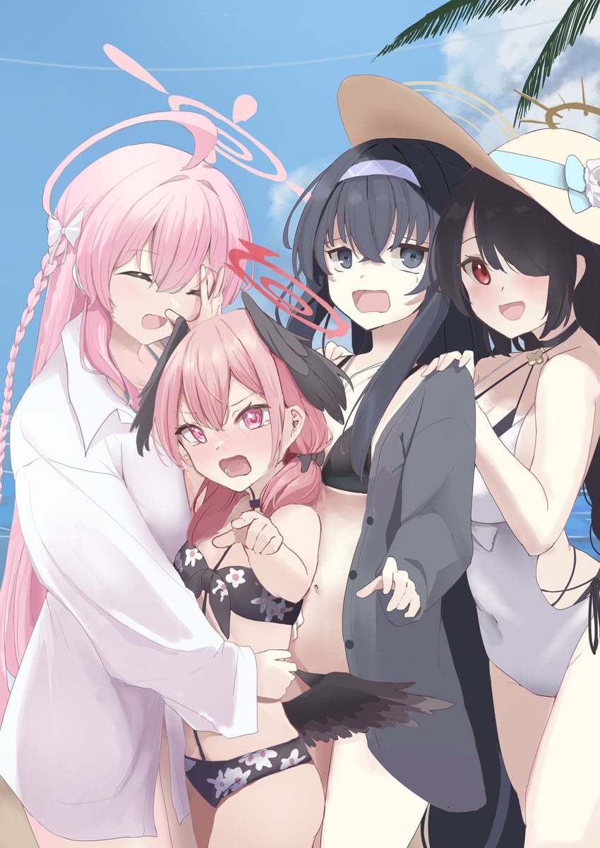 koharu, hanako, ui, and hinata (blue archive) drawn by sapota_clone