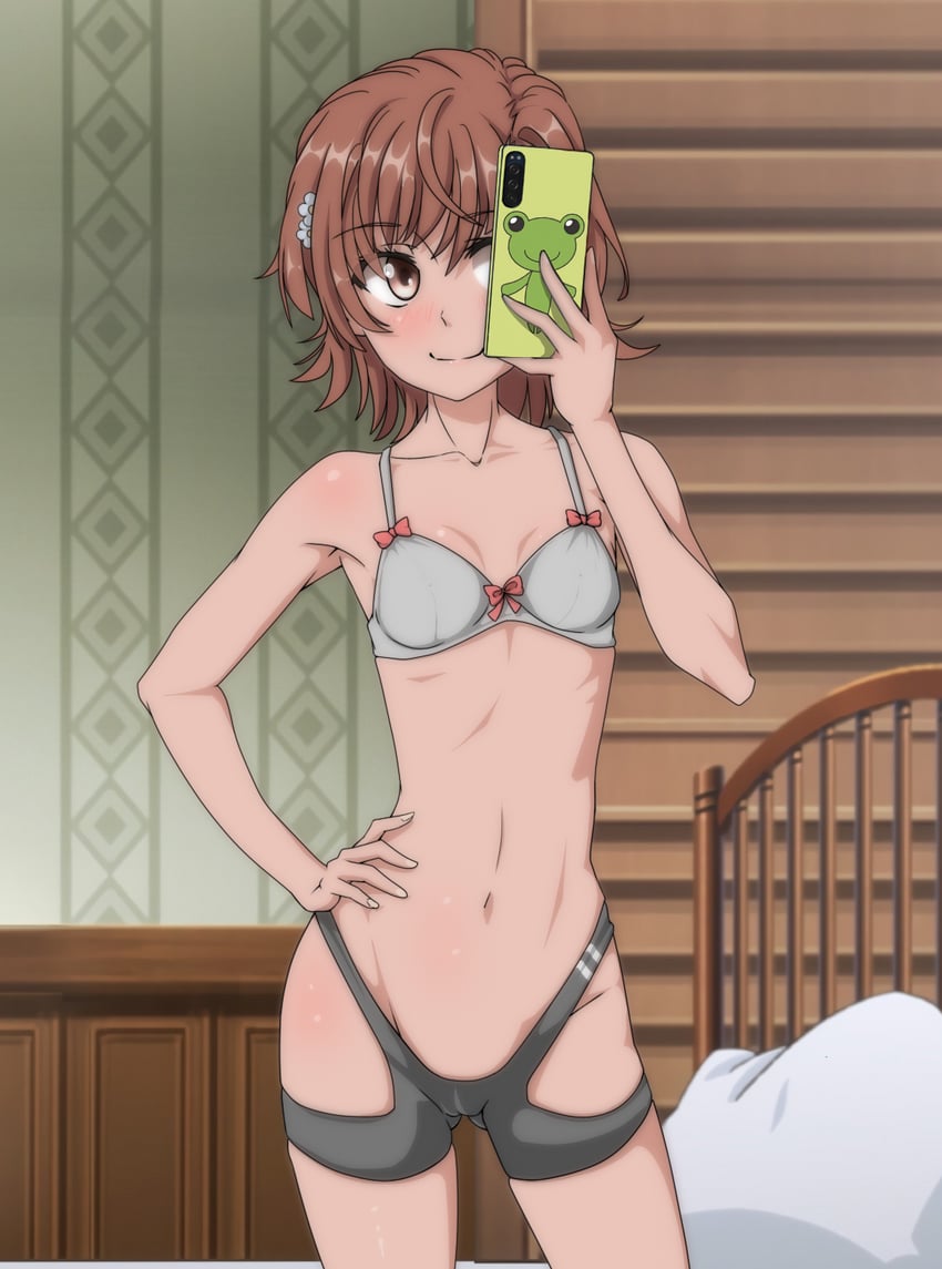 misaka mikoto and gekota (toaru majutsu no index and 1 more) drawn by dandere_(tetsudan)