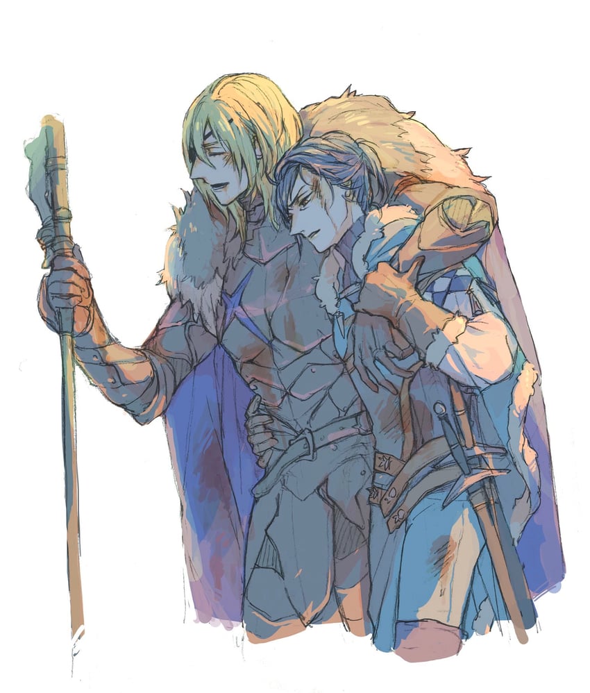 dimitri alexandre blaiddyd and felix hugo fraldarius (fire emblem and 1 more) drawn by suzytookaflight