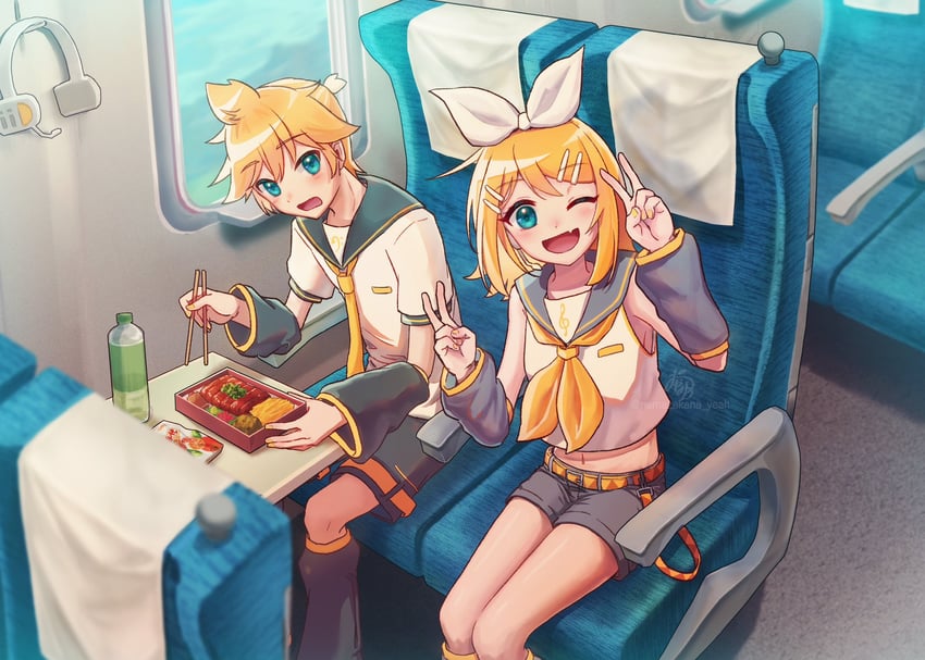 kagamine rin and kagamine len (vocaloid) drawn by namazakana_yeah