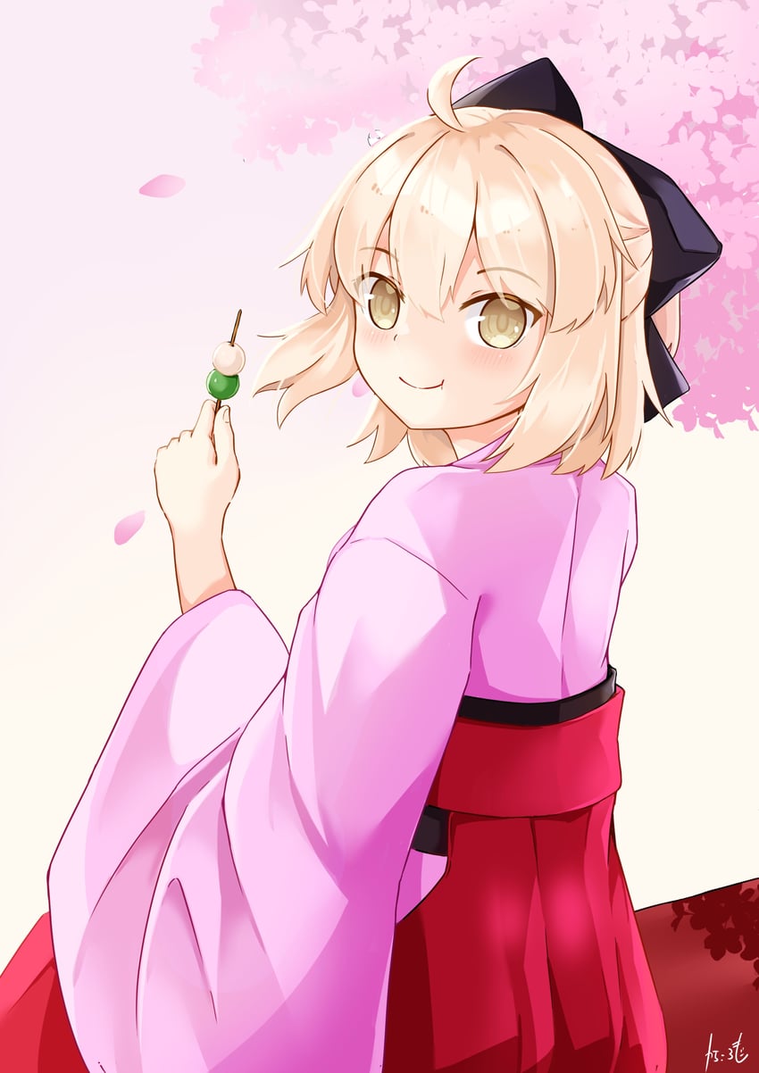 okita souji (fate and 1 more) drawn by karakoromo