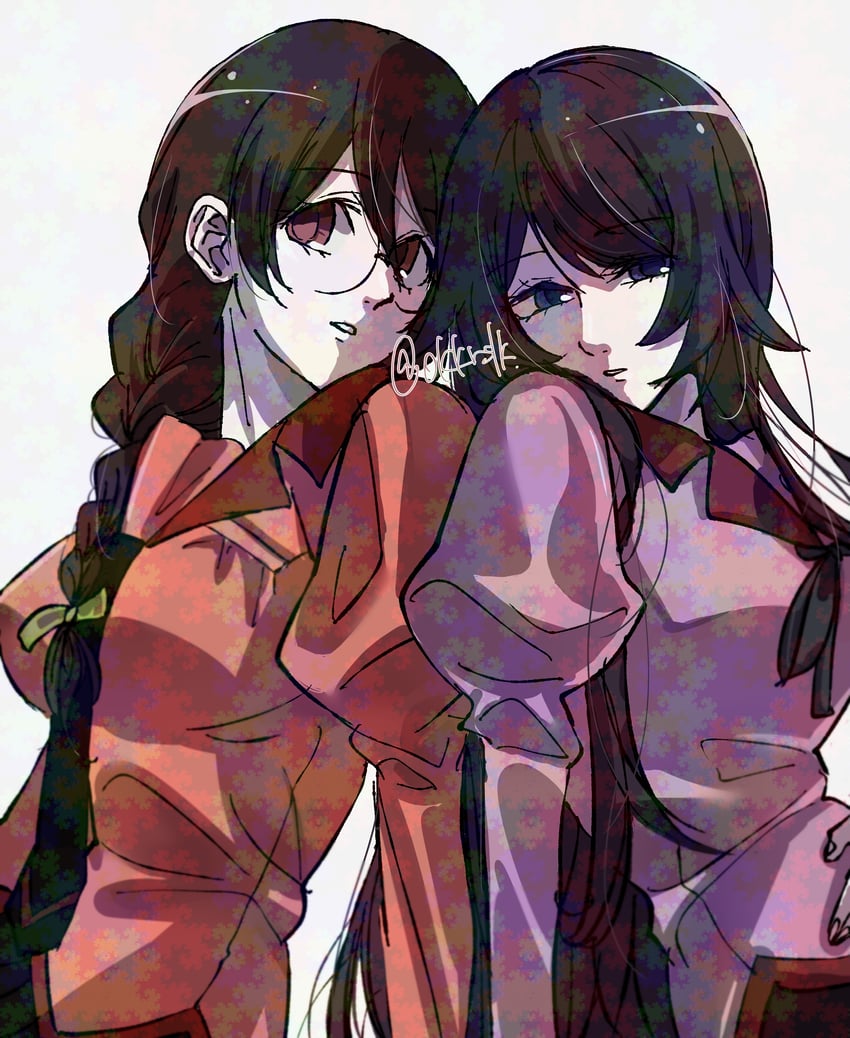 senjougahara hitagi and hanekawa tsubasa (monogatari) drawn by hatahata_(okkrslk)