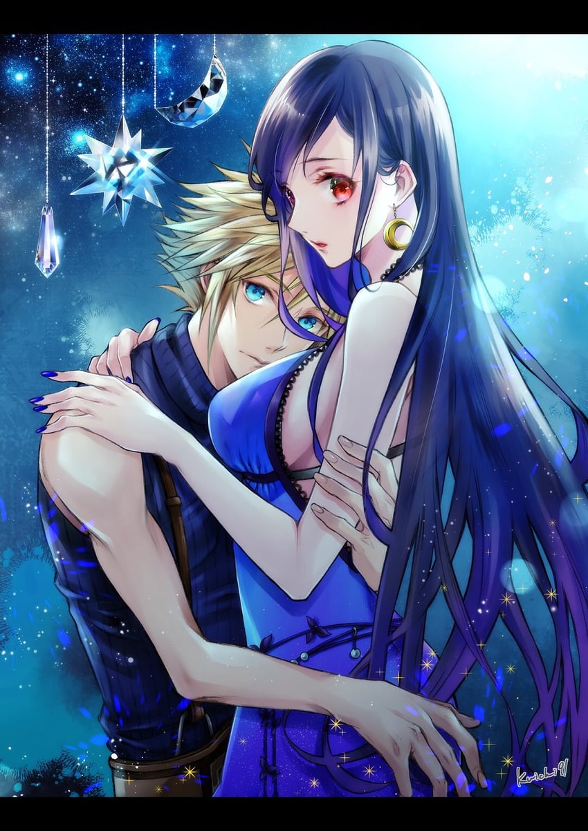 tifa lockhart and cloud strife (final fantasy and 2 more) drawn by quichi_91