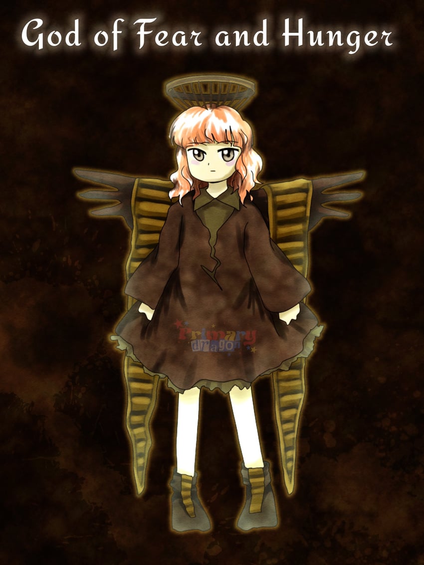 the girl and the god of fear and hunger (touhou and 2 more) drawn by primary_dragon