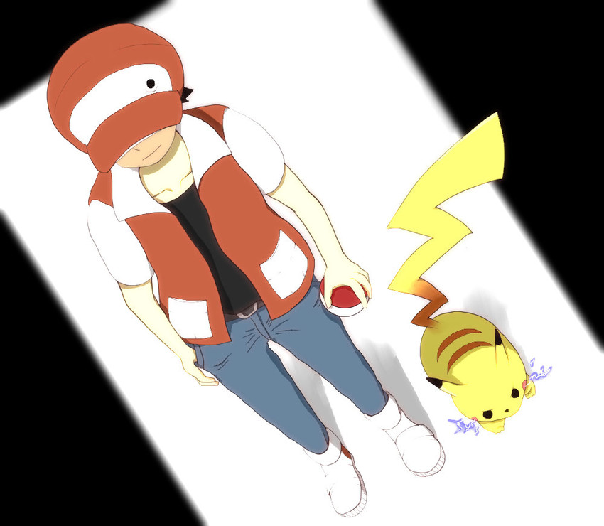 pikachu and red (pokemon and 1 more) drawn by rukao36