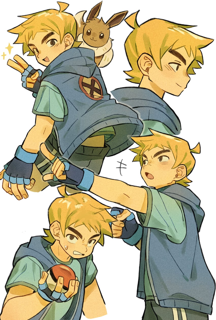 eevee and scott pilgrim (pokemon and 1 more) drawn by xxyang4747