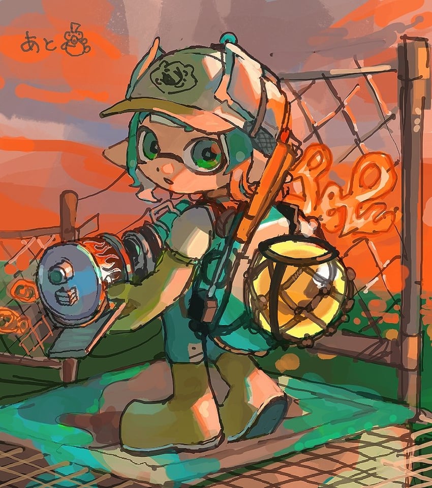 inkling player character and inkling girl (splatoon) drawn by miko_(15476997)