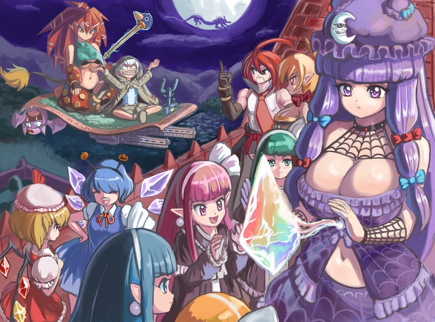 flandre scarlet, cirno, patchouli knowledge, rozalin, mage, and 3 more (touhou and 2 more) drawn by profitshame