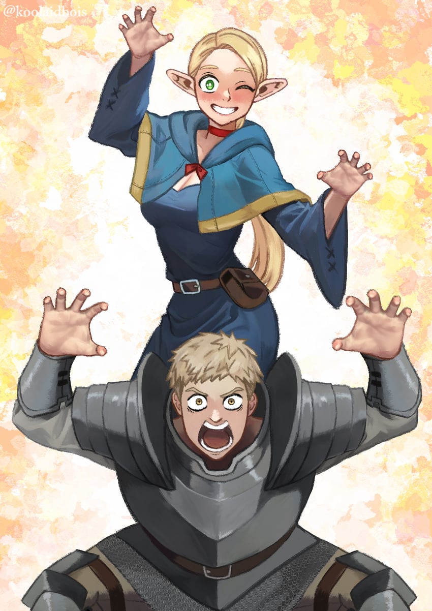 marcille donato and laios touden (dungeon meshi) drawn by koolaidbois