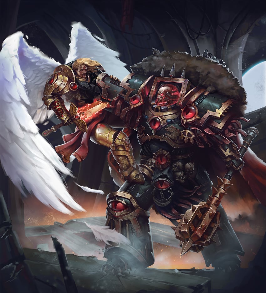 sanguinius and horus lupercal (warhammer 40k) drawn by grohgrog